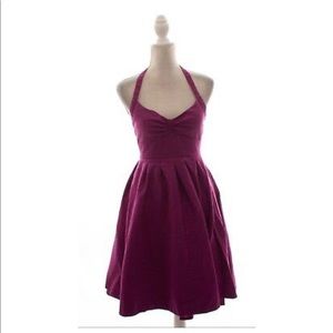 J Crew Deep Purple Halter Swing Dress Sz 4